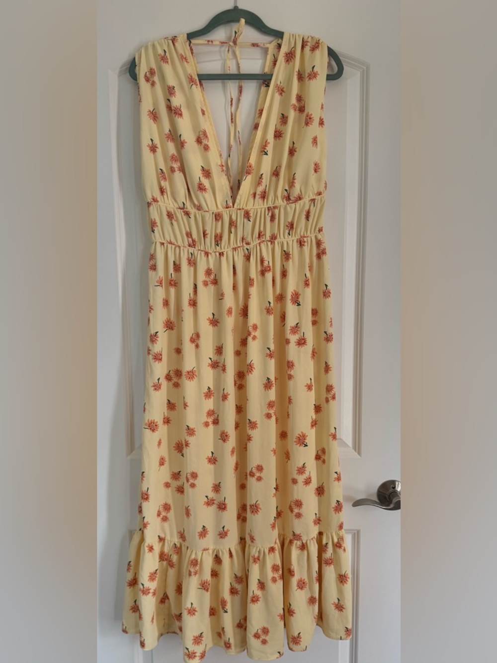 ASOS Yellow Maxi Skirt with Orange Floral Print